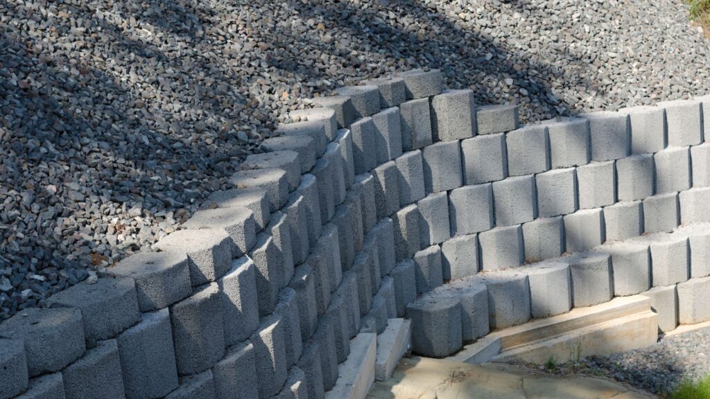 retaining wall on a slope