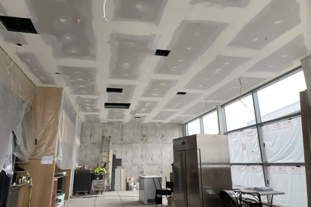 Commercial GIB fixing underway in a New Zealand interior space.