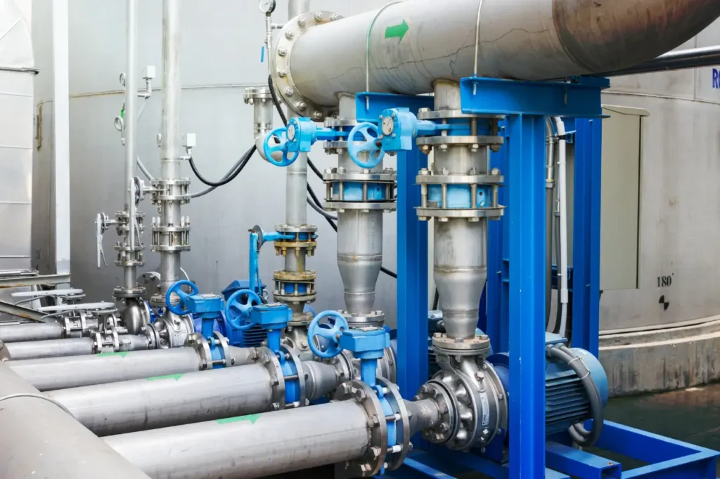 Multiple stainless steel water pumps and valve systems installed by expert water pump installers in New Zealand.