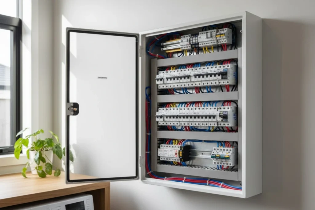 Modern home electrical panel showcasing residential Switchboard Upgrades in New Zealand.