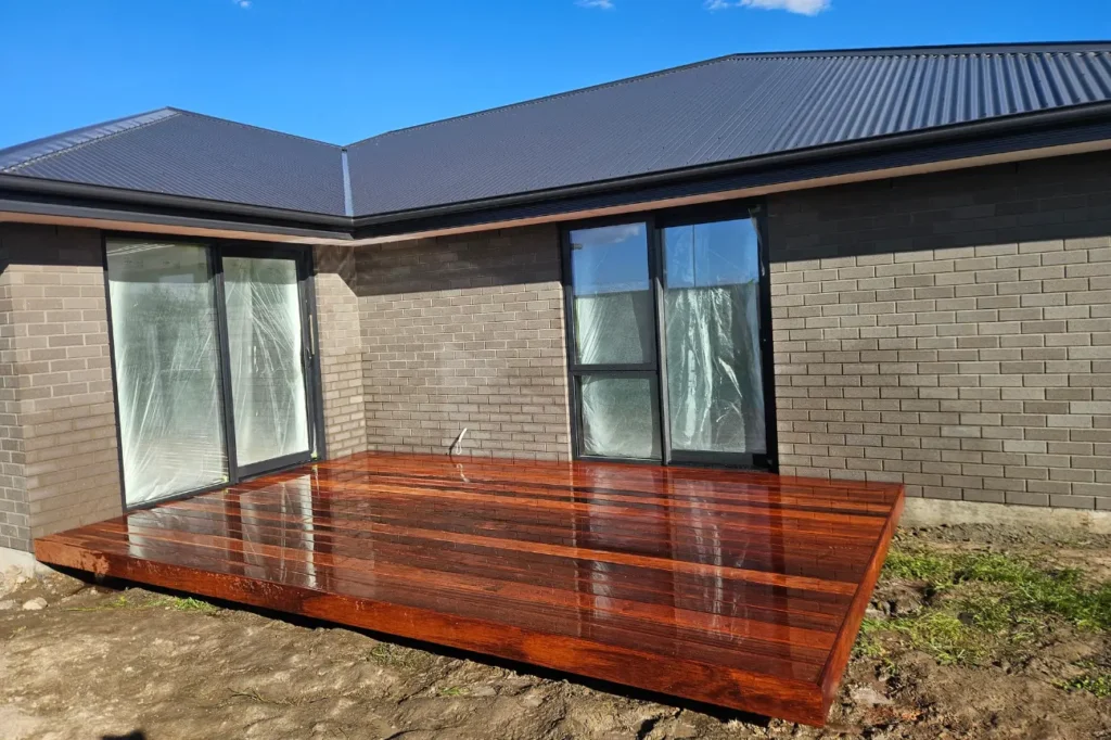 Vitex timber deck installed at a residential property by deck builders New Zealand.