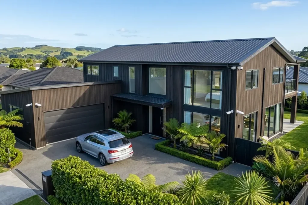 Modern residential property protected with CCTV Security Installation services in New Zealand.