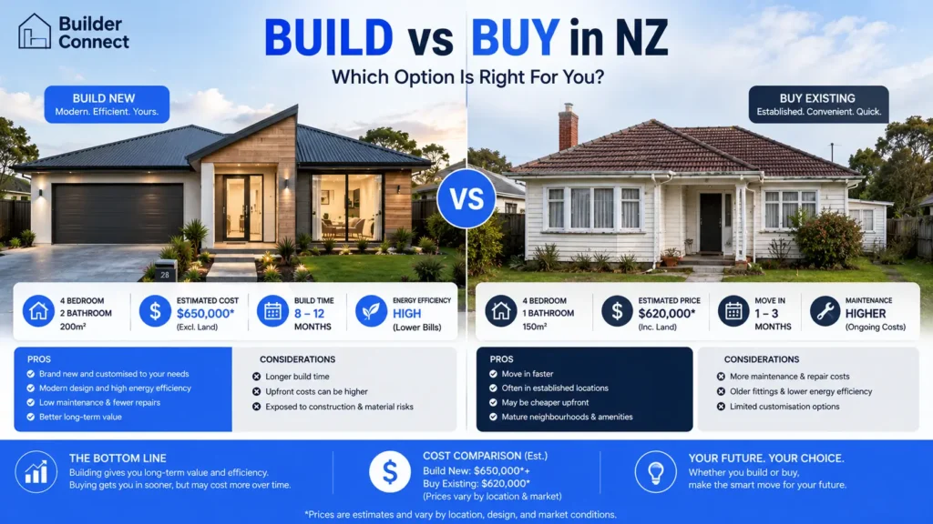 Comparison between building and buying a house in New Zealand