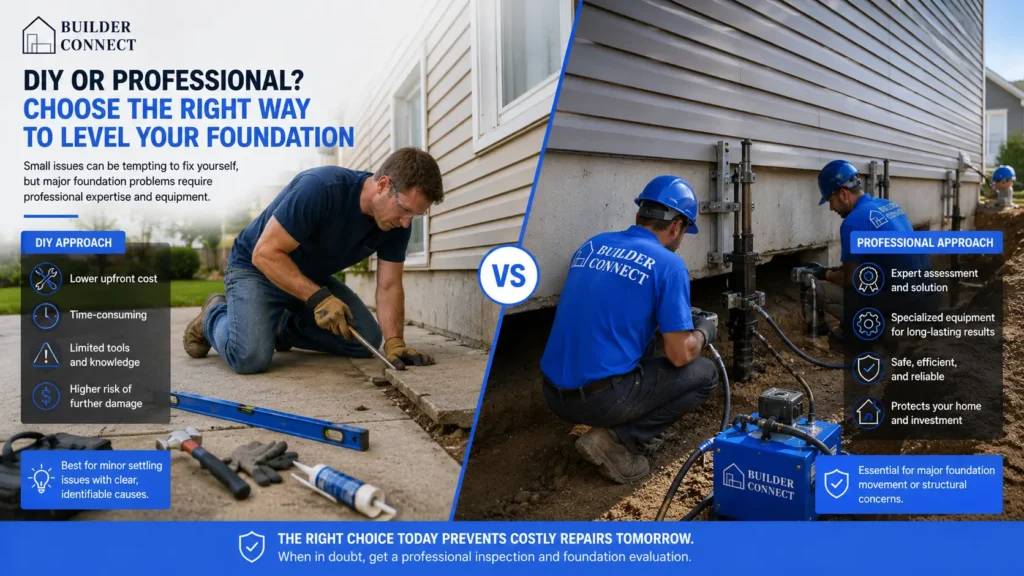 DIY homeowner compared to professional foundation leveling services