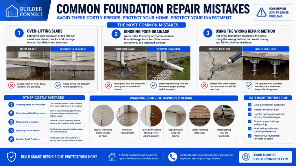 Common mistakes homeowners make during foundation leveling repairs