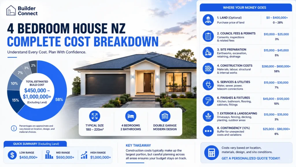 Complete cost breakdown for building a 4-bedroom house in NZ