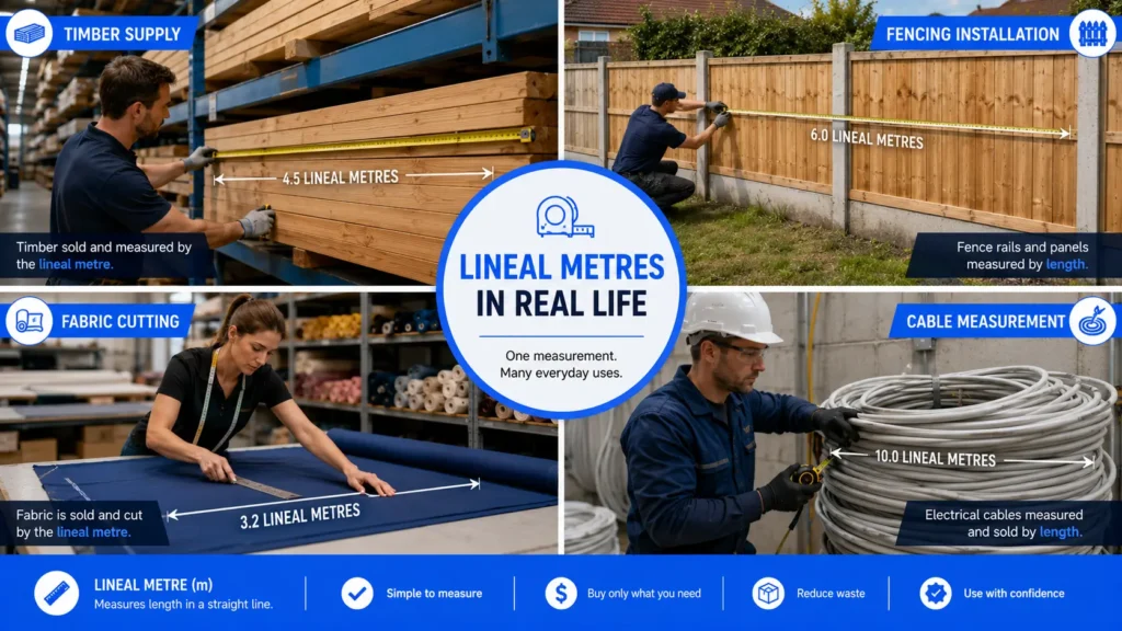 Real-world examples of lineal metre measurements in construction and DIY projects
