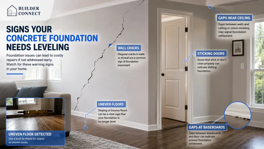 Common warning signs of a house foundation needing leveling