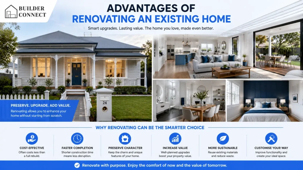 Benefits of renovating an existing home with modern upgrades.