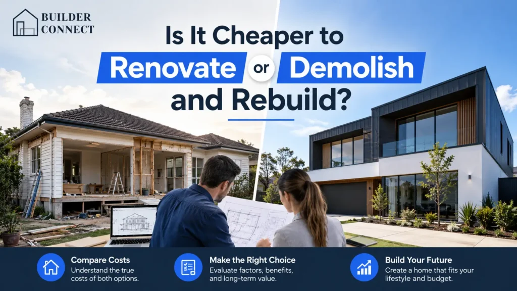 Homeowner comparing renovation and rebuild options for a residential property.