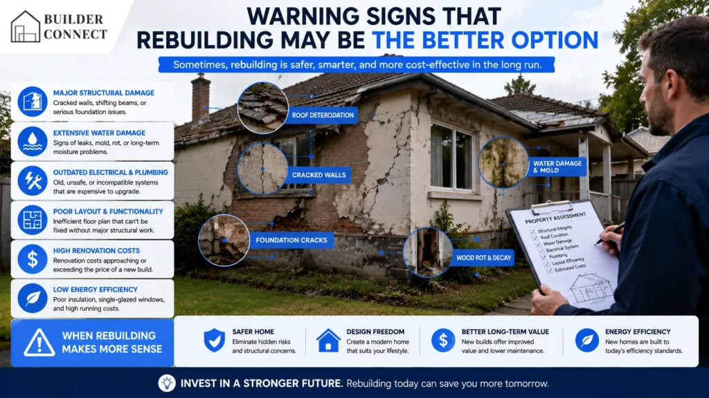 Structural issues that may make rebuilding a better investment.