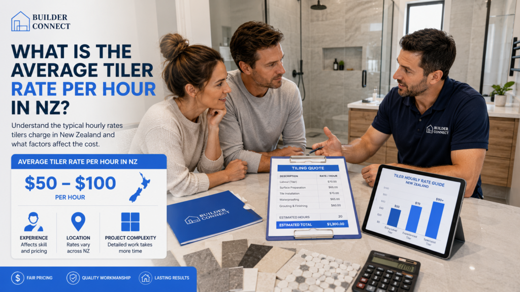 Professional tiler explaining average hourly rates in New Zealand