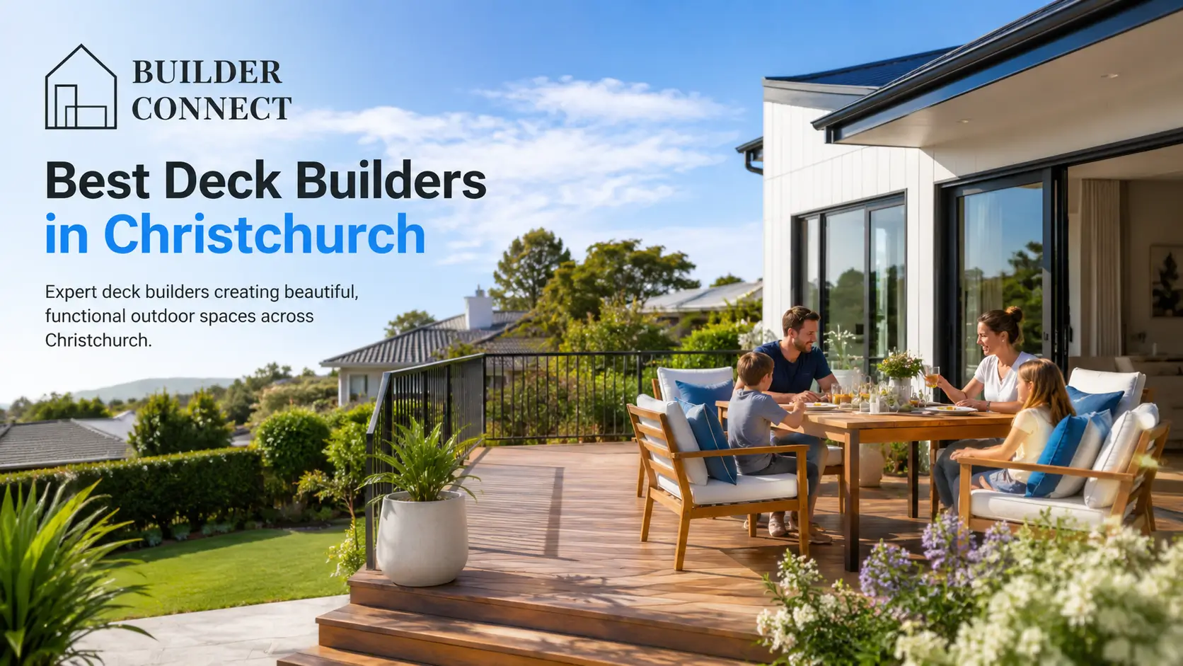 Modern timber deck built by a professional deck builder in Christchurch.