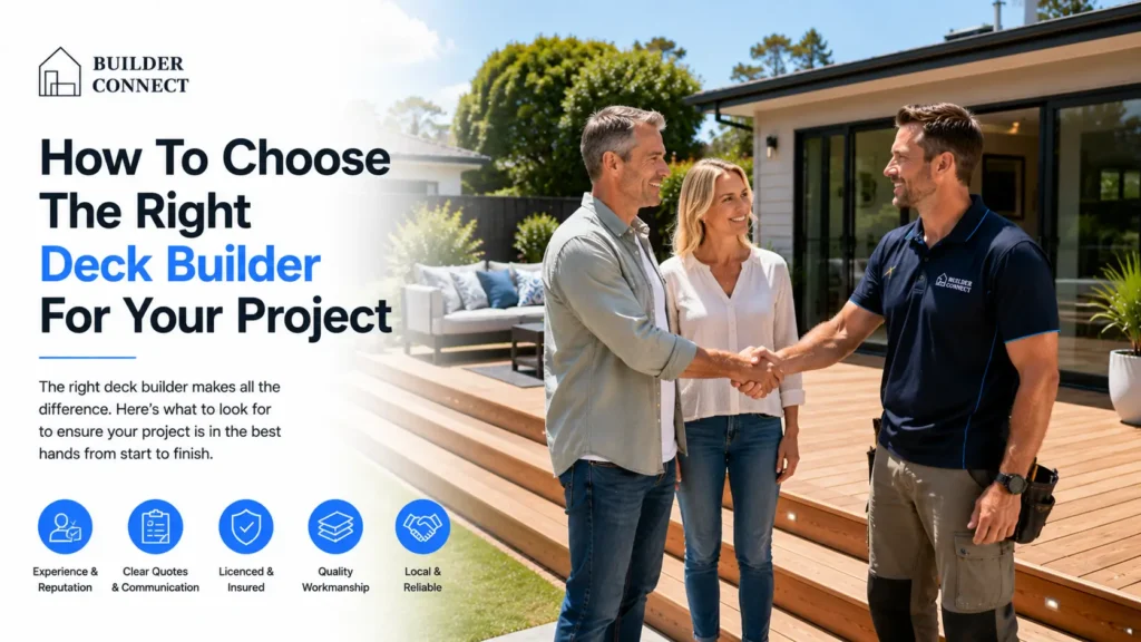 Homeowners choosing an experienced deck builder for a Christchurch decking project.