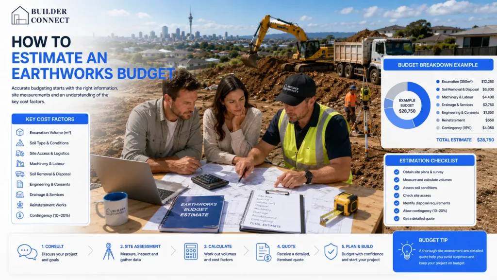 Estimating an Auckland earthworks budget using site plans and measurements.