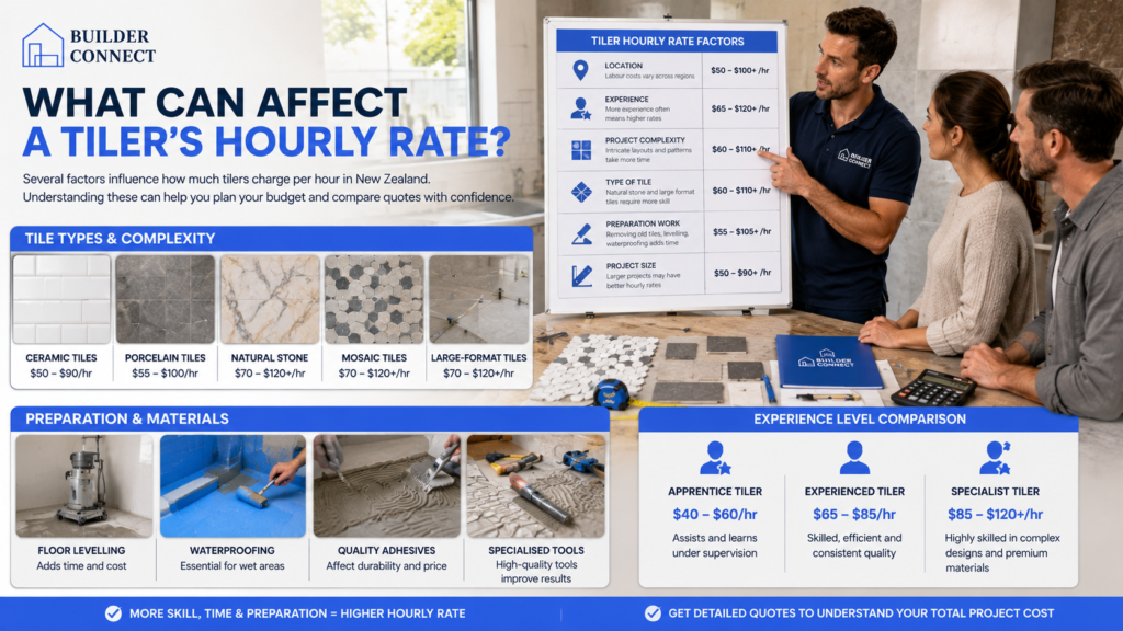 Factors that affect a tiler's hourly rate in New Zealand