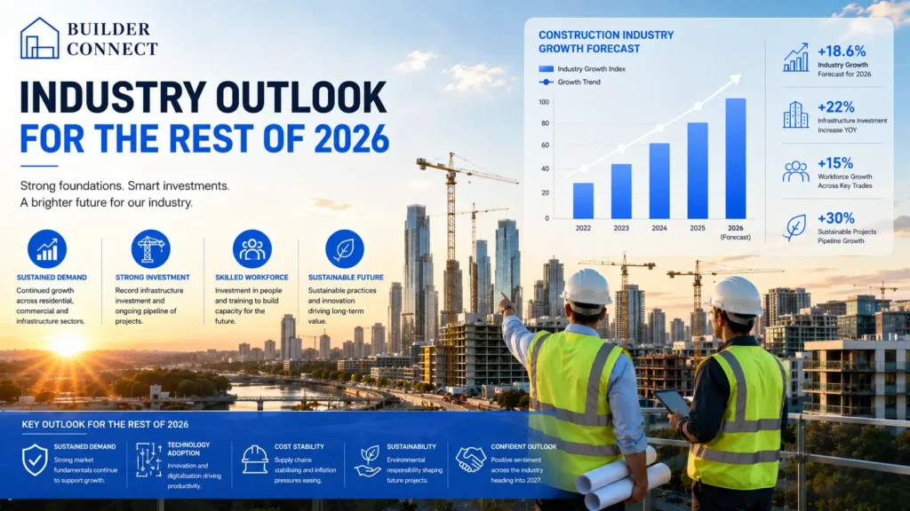 Building industry outlook for the rest of 2026 showing future construction growth and development.