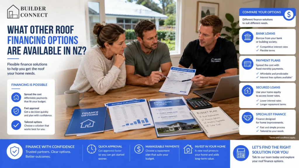 Comparing roof finance and payment plan options in New Zealand.