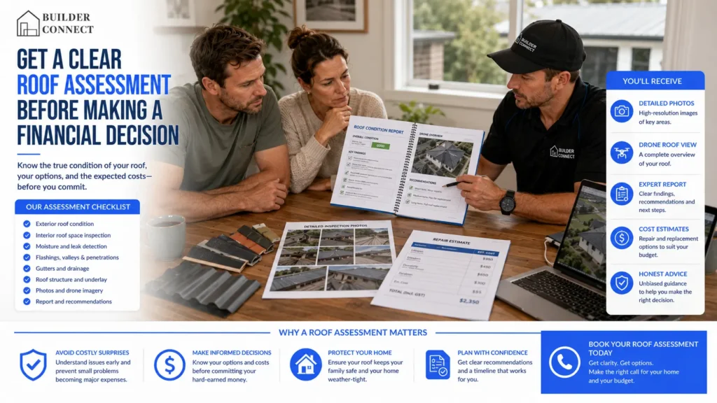 Professional roof inspection and roof condition report before roof replacement.