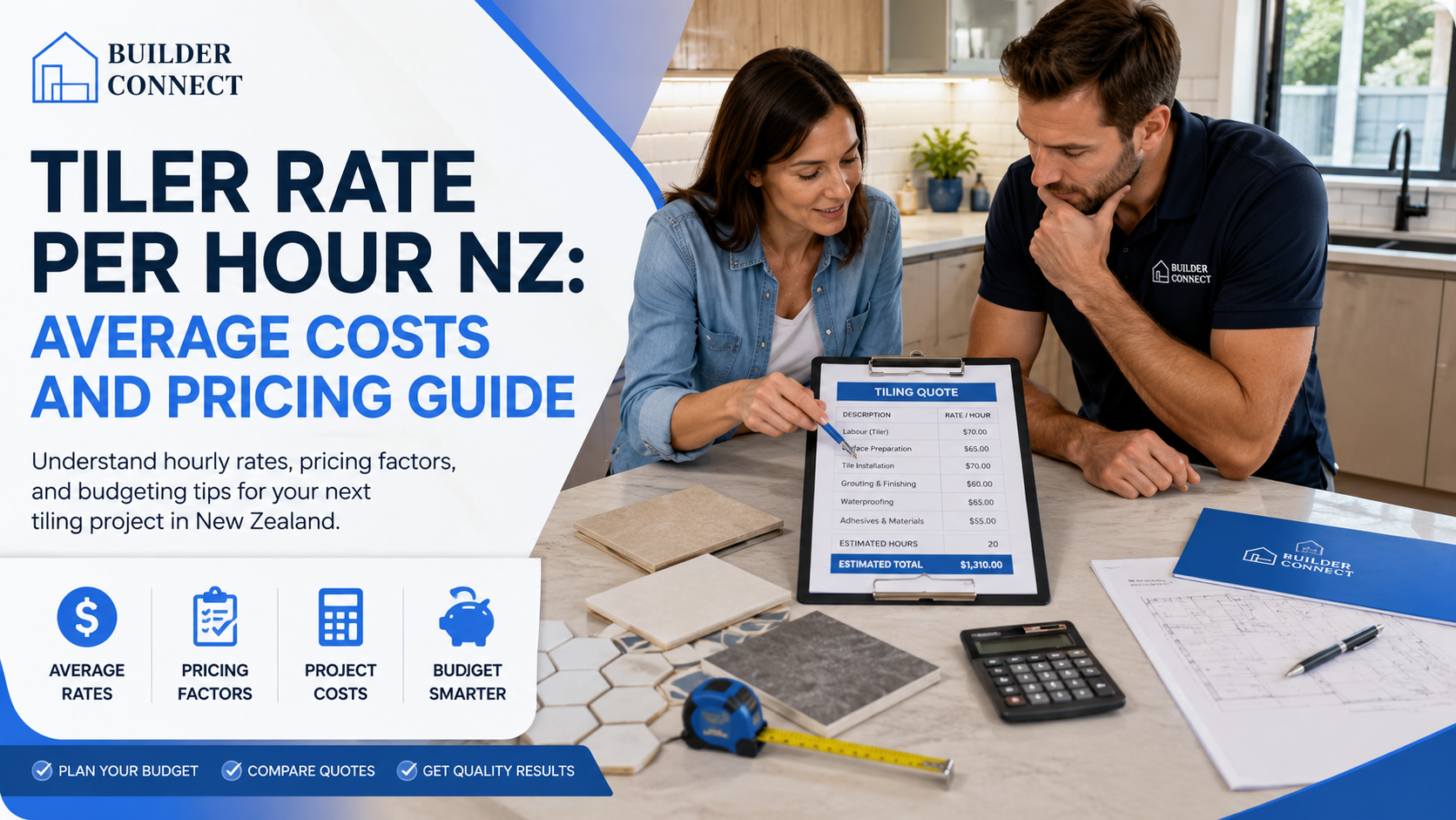 Homeowner comparing tiler rate per hour NZ before starting a tiling project