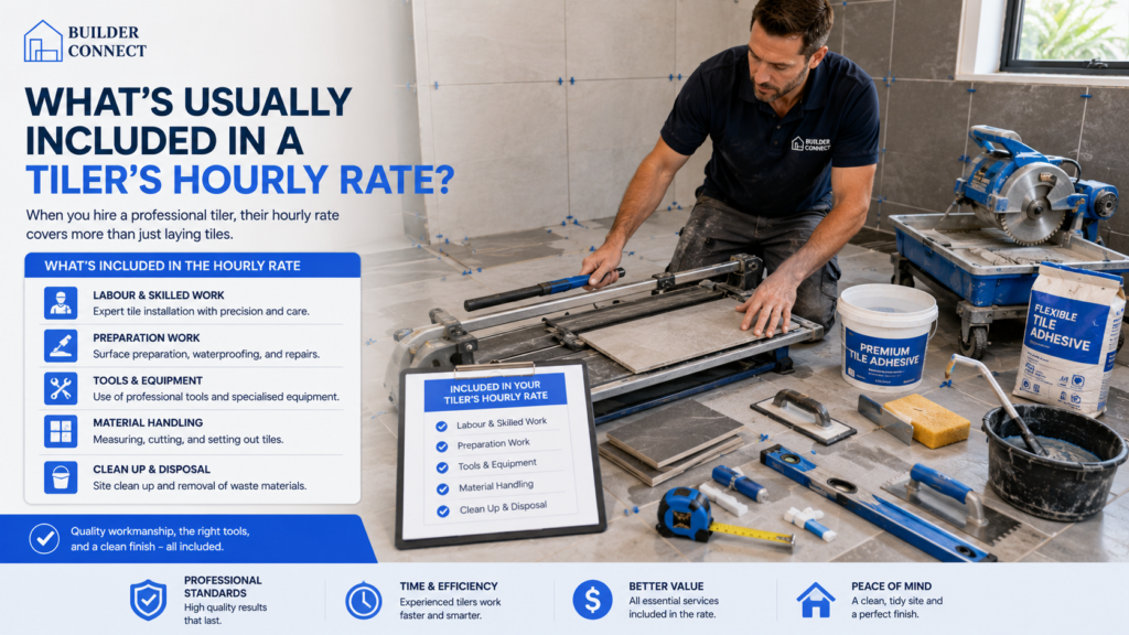 Tools and services commonly included in a tiler's hourly rate